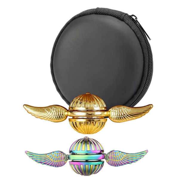(Guld + Färgglad) 2 stycken Fidget Spinner för barn och vuxna - Cool Magic World Ball Finger Toy Fid