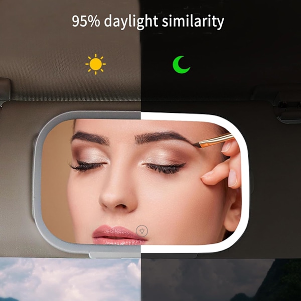 (Pink) Bil-spejl til makeup, Kosmetisk spejl til bil Genopladeligt spejl til solskærm med 3 lystilstande 7,8 tommer Touchscreen Unive