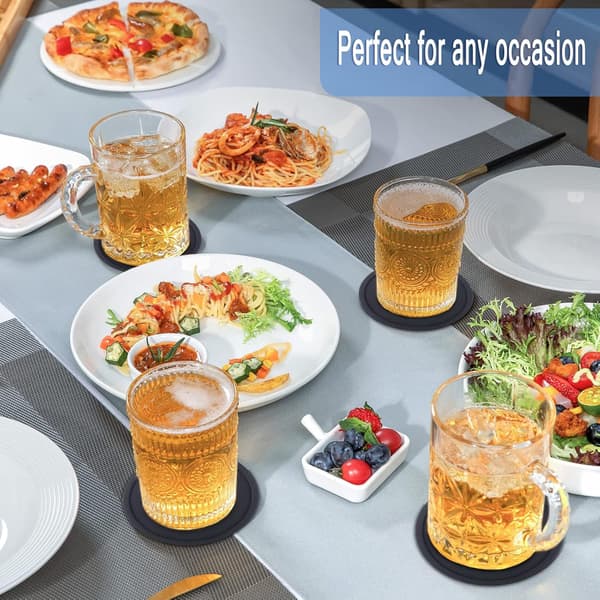 Sorte Silikon Underkopper, 12 Styk Runde Silikon Underkopper, Silikon Underkopper med Bakke, Skridsikre Sorte Underkopper til Bier