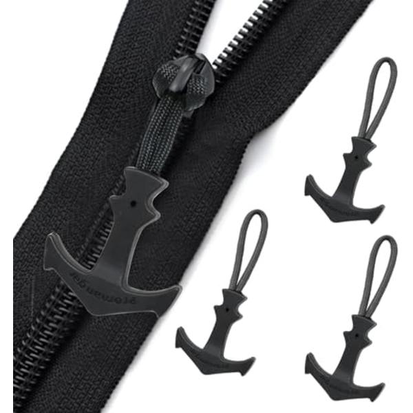 6 st starka ankareformade nylon blixtlåsdragare blixtlåsetiketter blixtlåsförlängning ersättning för ryggsäckar, resväskor, C