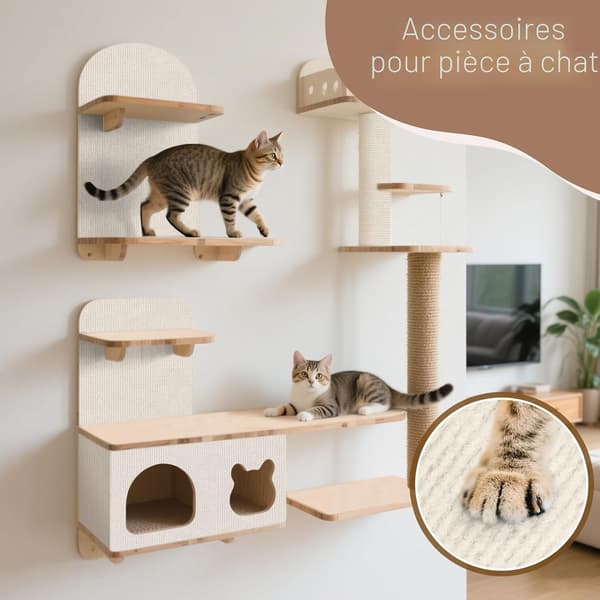 Selvklebende katteskrapematte, anti-ripe katte-sofaprotektor, DIY vegg- og sofaskrapestolpe (Off-White 200CM)