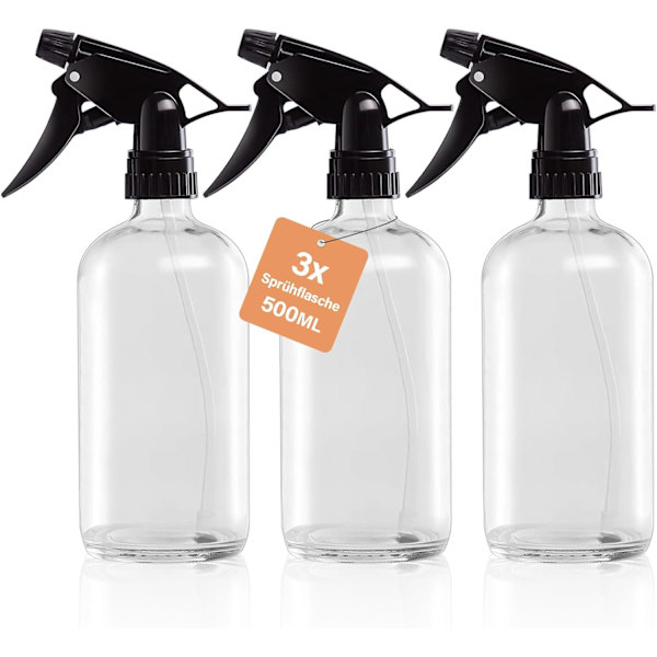 Set med 3 återanvändbara 500 ml sprayflaskor