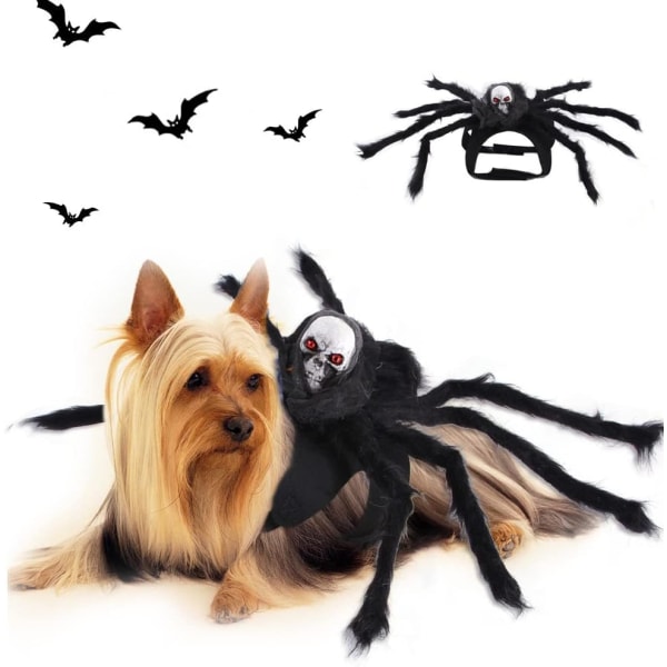 (L)Halloween-lemmikkipukukoristeet pennuille, kissoille, koirille, hatuille, lepakkosiipille (Large Spider Costume (Sui