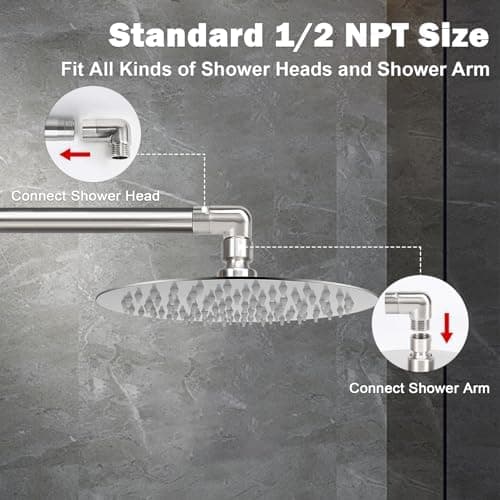 1.81x1.57 tommers Dusjhode Albue Adapter, Solid Messing 1/2\" Dusjarm Forlengelse for Tilkobling av Dusjhode, 90 Grader (Br
