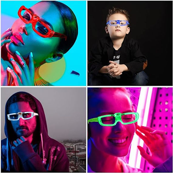 4 st LED-ljusglasögon, blinkande LED Cyberpunk-glasögon för discofest, cosplay, Halloween, L