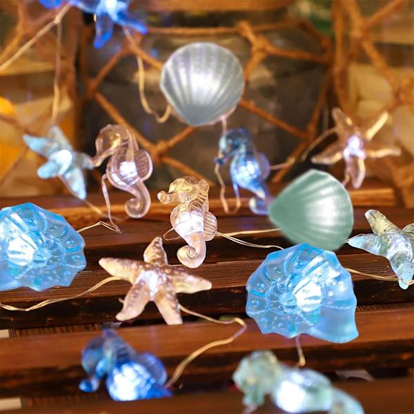 Sjöstjärna ljusslinga för sovrumsdekoration 3m 30 LED Ocean String Light Sea Shells Seah