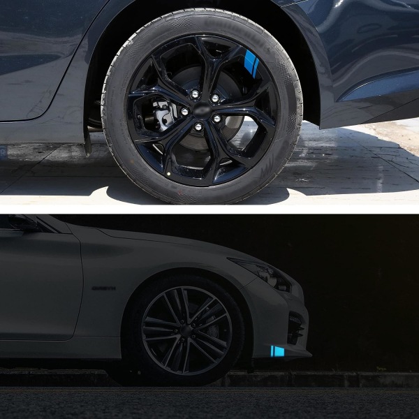 Blå 6-paknings reflekterende vinylfelgklistremerker til bilhjul - Univer