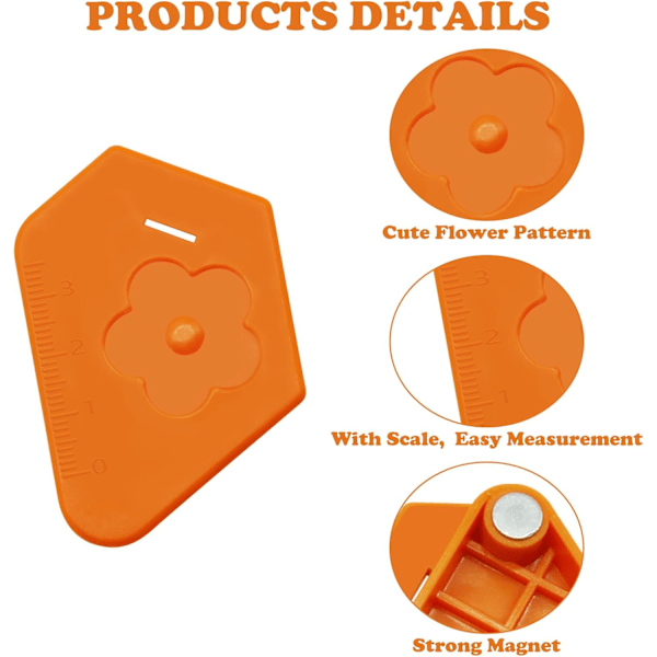 Magnetiska sömnadsguider för symaskin, Orange Plommonblomma, Magnetisk sömnadsguide, Sömnadsguide med skala för symaskin, Magnetisk sömnadsguide