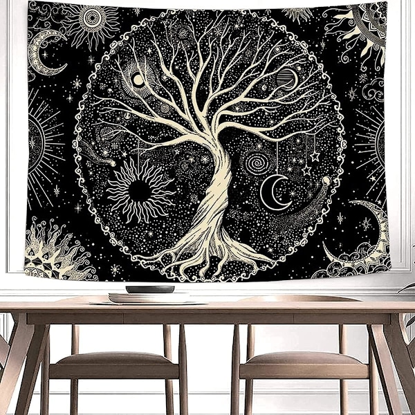 (150 x 130cm) Elämänpuun seinävaate Elämänpuun seinävaate Musta W