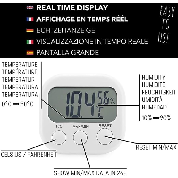 Indendørs termometer Hygrometer, Digital Display Termohygrome