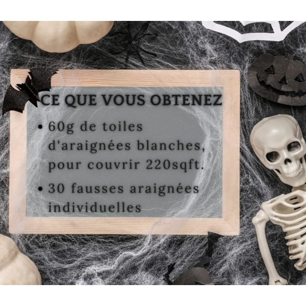 Halloween 60g Vit Spindelväv Dekoration med 30 Falska Spindlar, Spindelnät, Spindelnät, Läskig Dekoration