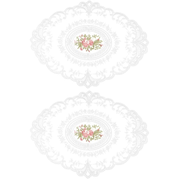 2 Maitosilkki-kirjailtua pitsiliinan setti - Häät Syntymäpäivä Illallisjuhlat Koristelu - 31cm x 42cm - Valkoinen