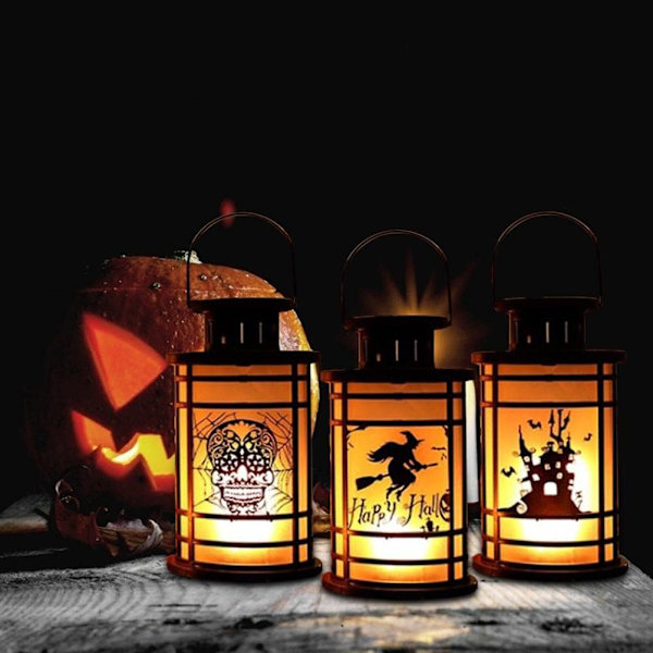 Halloween-lyhty LED-yövalo, LED-kynttilälyhty san