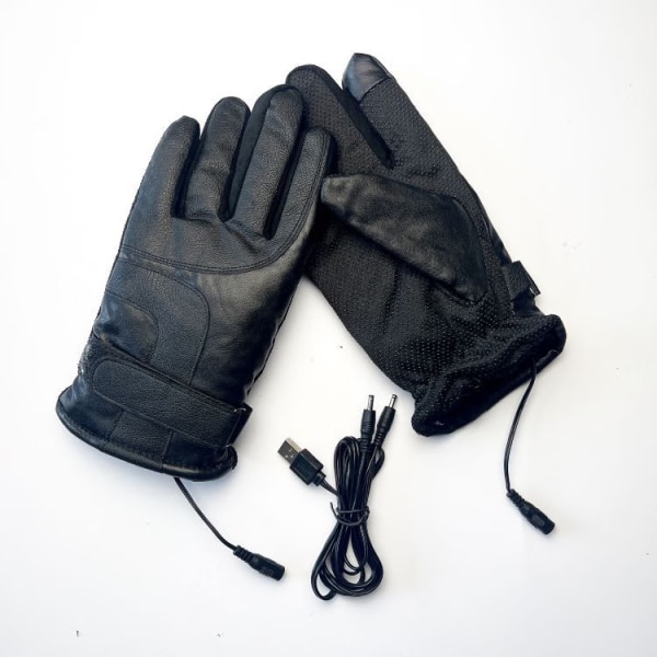 Læder USB-opvarmede handsker til mænd og kvinder（B）, vinteropvarmede handsker