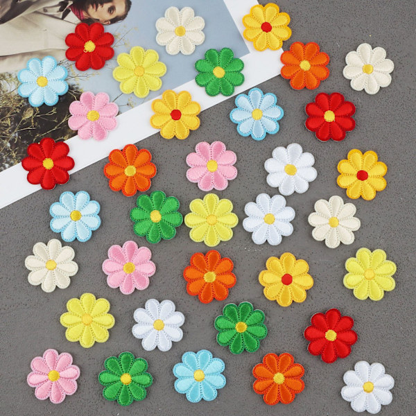 39 Stykker Blomst Broderi Stryge-på Lap, Butterfly Embroid
