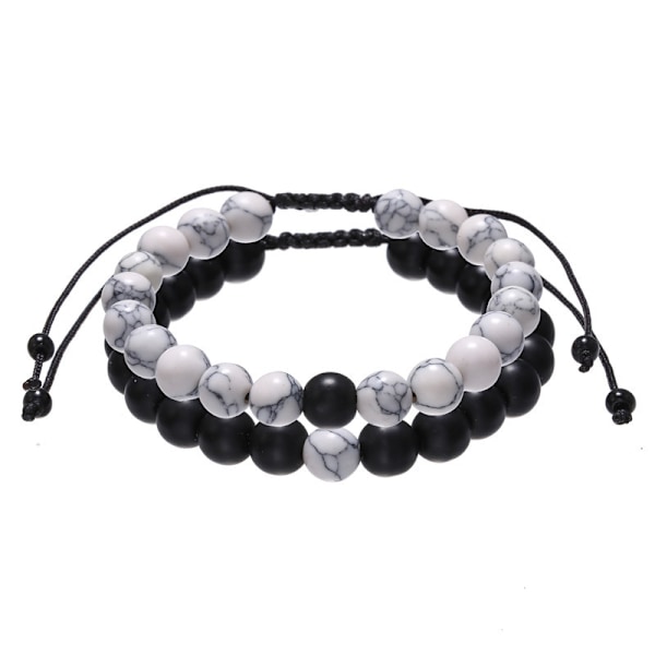 Howlit Armband Svart Matt Agat Armband Par Armband Distans Armband Energi Pärlor Armband för Alla Hjärtans Dag