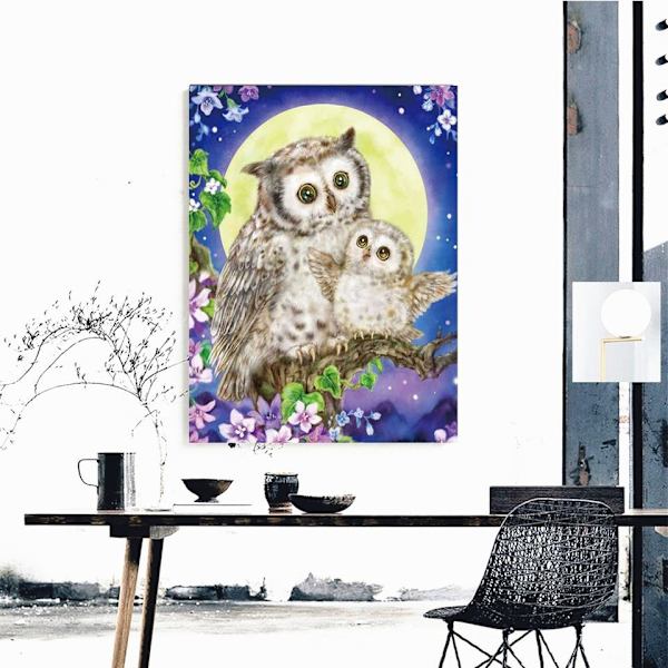 (30x40cm) 5D DIY Rund Diamantbroderi Uggla Pärlbroderi
