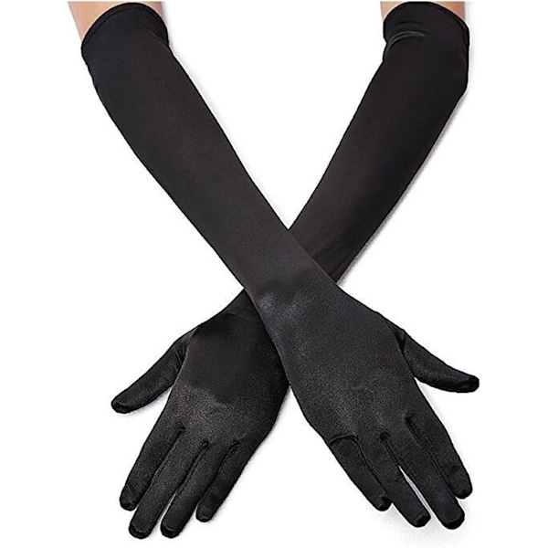 Långa Operahandskar för Kvinnor 1920-tal 20-tals Satinhandskar Kostymer Armbågslånga Brud Kvällsklänning, 53 cm 5 st