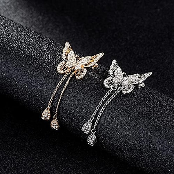 Fjärilsbrosch Rhinestones Kristall Kavajnål Mode Kostym Klänning Sweate Badge Broscher för Wo Gold