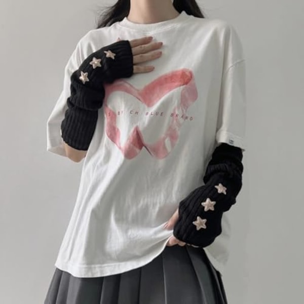 Söta Y2K Stjärnarmvärmare Kawaii Halvfinger Söta Accessoarer för Tonårsflicka Handske Gyaru Harajuku Armhylsa