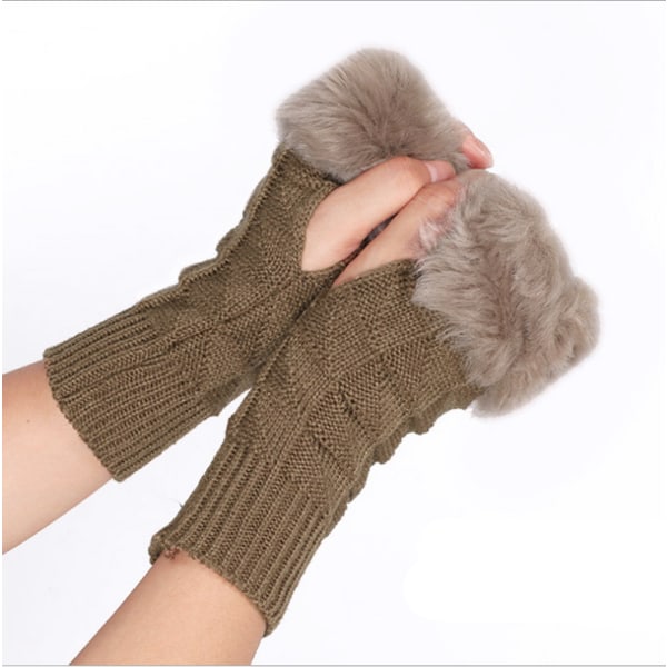 3 Pairs Half Finger Fur Knitted Gloves Warm Fur Computer Glo