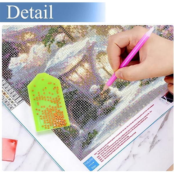 2 stk Landskapsdiamantkunstsett for voksne, DIY Blomsterdiamantmalingsett for voksne nybegynnere, 5D Full Drill Diamond