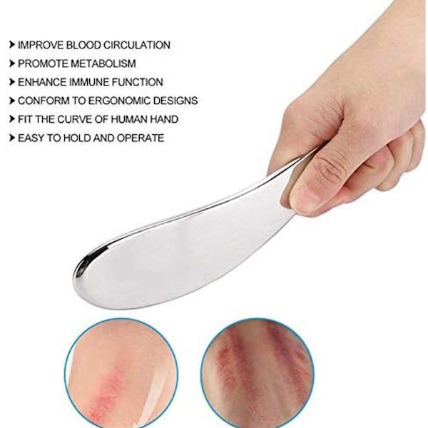Gua Sha-skrabemassage i rustfrit stål til akupunkturmassage, skrabning og muskelaflastning