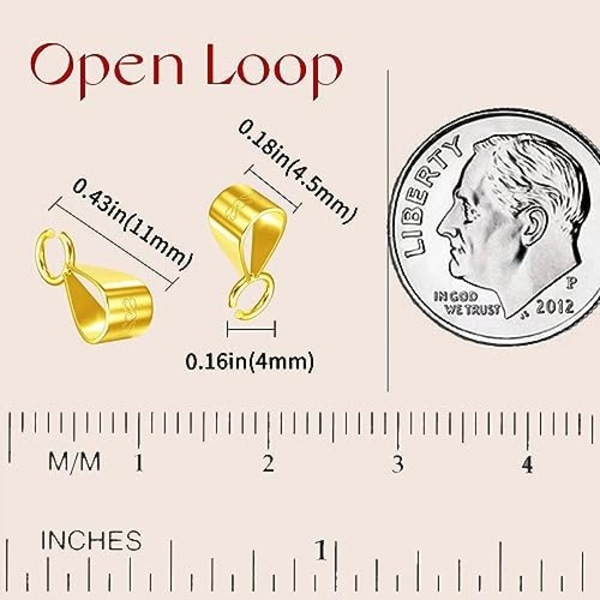 5 st 14K Guld Bail för Berlocker Spänne med Öppen Slinga, 925 Sterling Silver Smycken Bail för Berlocker Glidande Kopplingar f