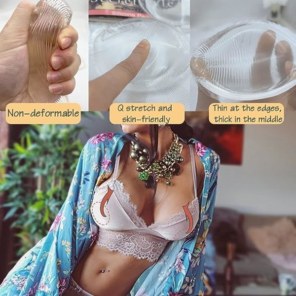 Kvinners avtagbar silikon push-up BH (transparent) Kvinners falske