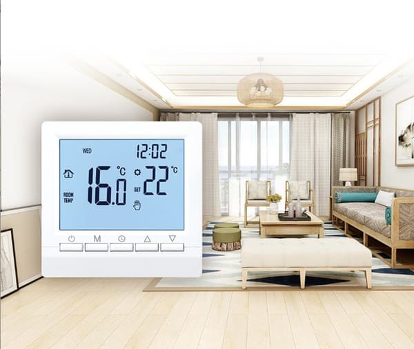 Smart väggtermostat med LCD-display för golvvärme-Blå