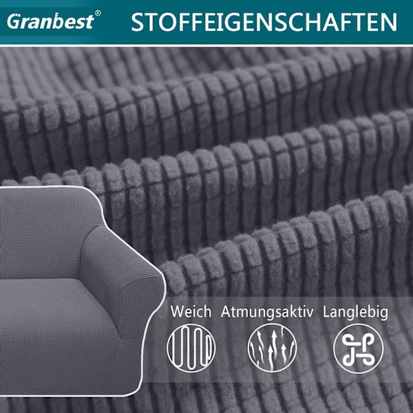 Grå 2-seters moderne sofaovertrekk, Jacquard, elastisk, for stue
