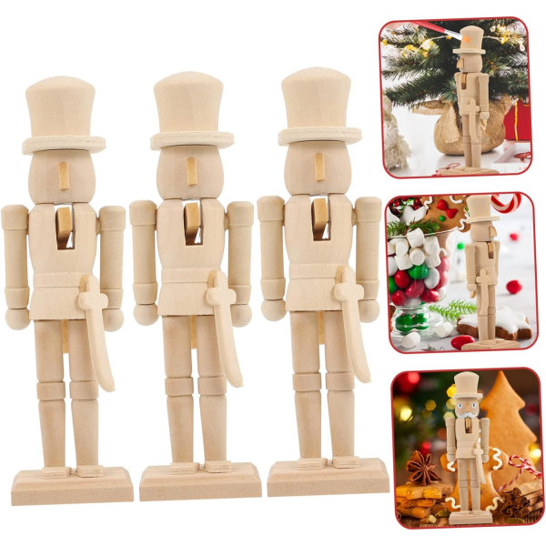 3 Pieces Christmas Nutcracker Decor Christmas Gift Blank Nutcrack