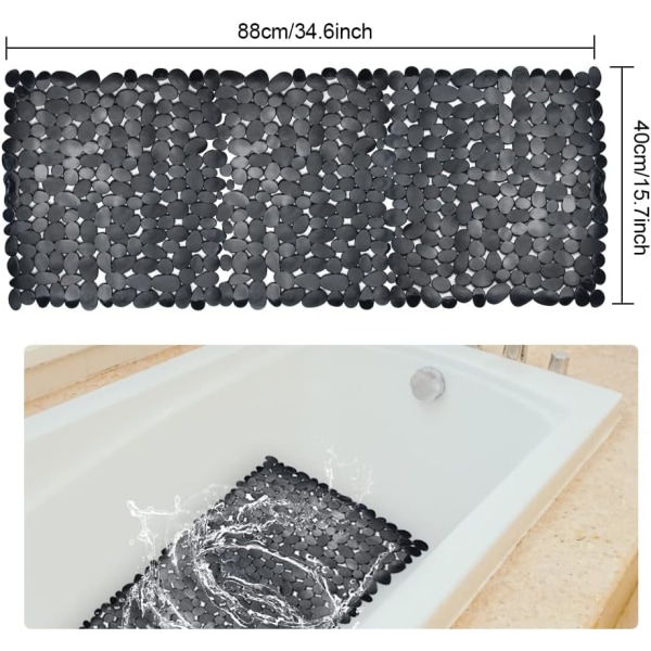 Luistamaton suihkumatto, musta, suorakaiteen muotoinen, liukumaton kylpyammematto, anti-mil