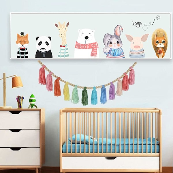 Let 1 Pakke Bomulds Tassel Guirlande Pastel Banner Farverig Fest Baggrund Dekorativ Vægophæng Llama Dekorationer til Soveværelse, Børnehave Kollegieværelse, Fødsel