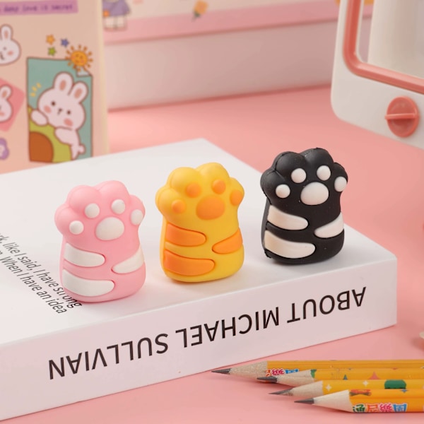 4 st Kattass Pennvässare, Söt Manuell Pennvässare för Barn, Små Handhållna Pennvässare för Skolan, Kawaii Skol- och Kontorsmaterial Present