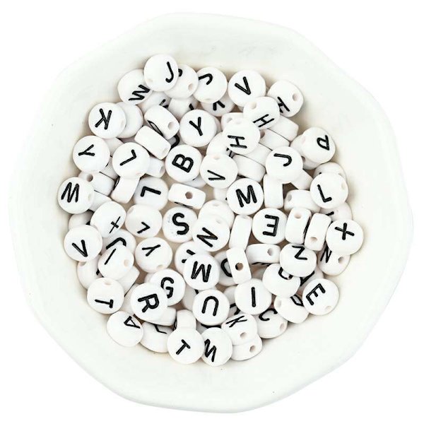 100 stk. Bogstavperler A-Z Terninger til at lave Armbånd