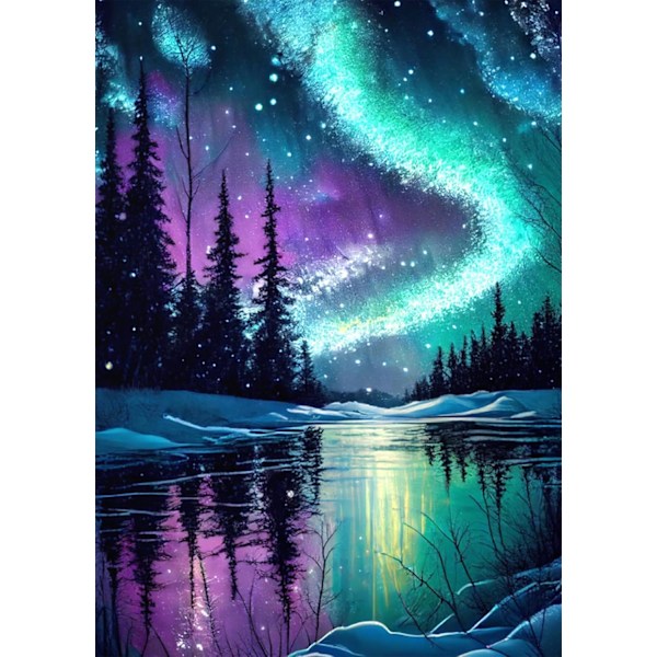 2 kpl Aurora Landscape Diamond Art -sarjat aikuisille, DIY 5D Diamond Painting -sarjat aloittelijoille, pyöreä täysporainen timantti D