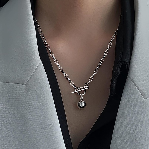 Guld Choker Halskæde Spænde Halskæde Kugle Vedhæng Halskæde Chunky Halskæde Spænde Kæde Papirclips Halskæde Spænde Halskæde