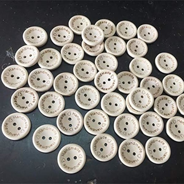 100 st Träknappar Handgjorda, Blandade Trä Syknappar, 20mm