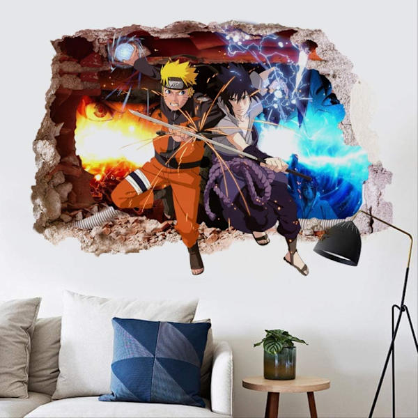 3D Naruto Sasuke Cartoon Anime seinäkoristeet vedenpitävä lasi Sti