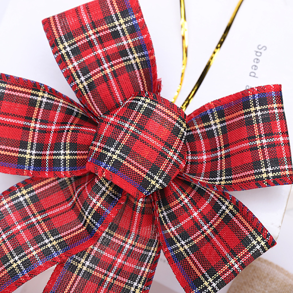 4 stk. Store Buffalo Plaid Bøjler Julekransbøjle Burlap Ferie Store Julebøjler til Juletræstopbøjle Fron