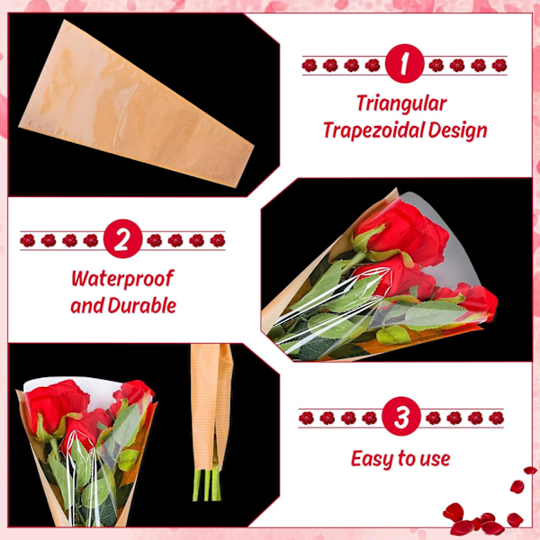 50 st Blompåsar Höst Kraftpapper Blomförpackningsärmar Bukettpåsar Transparenta Blompåsar för Hösten