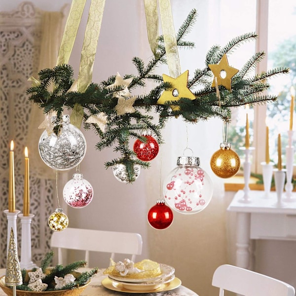 30 stycken julgranskulor dekorationer, 5 stilar julgranskulor i guld krossfria ornament