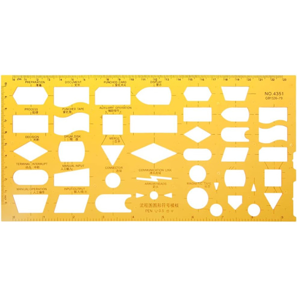 Hartsivirtauskaavio Symbolin Piirustusmallin Viivotin Stencil Mittausväline Opiskelijan Die Cuts Sanat Korttien Tekoon, kuten kuvattu