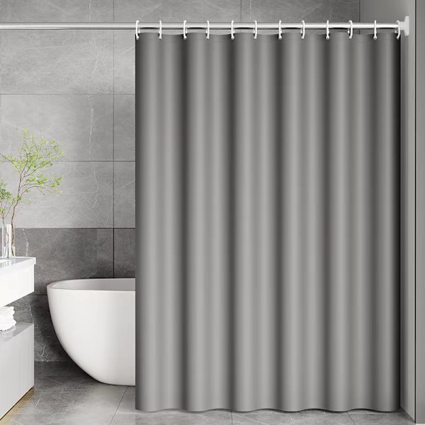 Grå 180 x 200 cm bruseforhæng Grøn-grå Polyester badeforhæng med 12 kroge, vægtet søm Qu