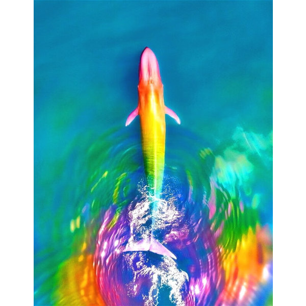 30 x 40 cm, farverig fisk Diamantmaleri Broderi Diamant Pai