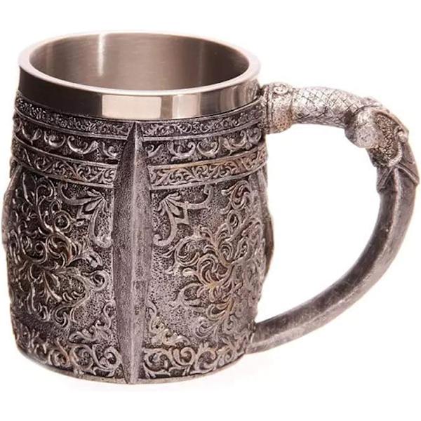 Rustfrit stål kranie ølkrus, Viking Tankard Warrior kranie krus, middelalderlig kranie drikkevare krus til C