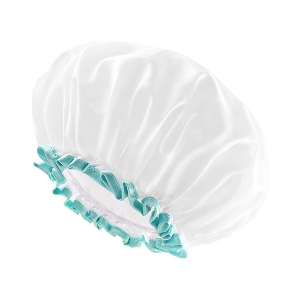 Hvid brusehaube, vaskbar badehætte til kvinder
