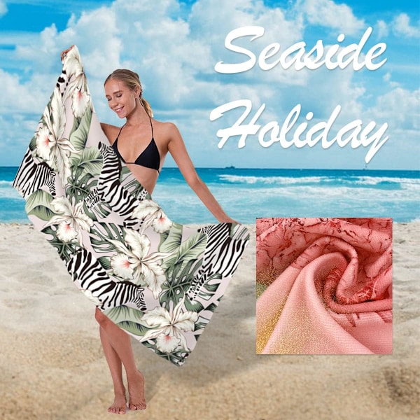 Badehåndklæde 150 x 75 cm - Mikrofiber - Til Kvinder - Stort Badehåndklæde til Stranden - Hurtigtørrende - 360 g - Zebra