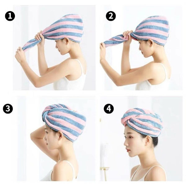 2-pack torra hårhanddukar i mikrofiber för kvinnor, hårturban